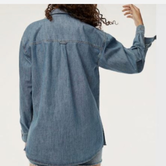 TNA ARITZIA oversized utility denim shirt sz 1 S - Picture 2 of 7
